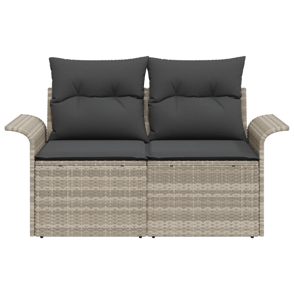 Divano da Giardino a 2 Posti con Cuscini Grigio Chiaro in Polyrattan