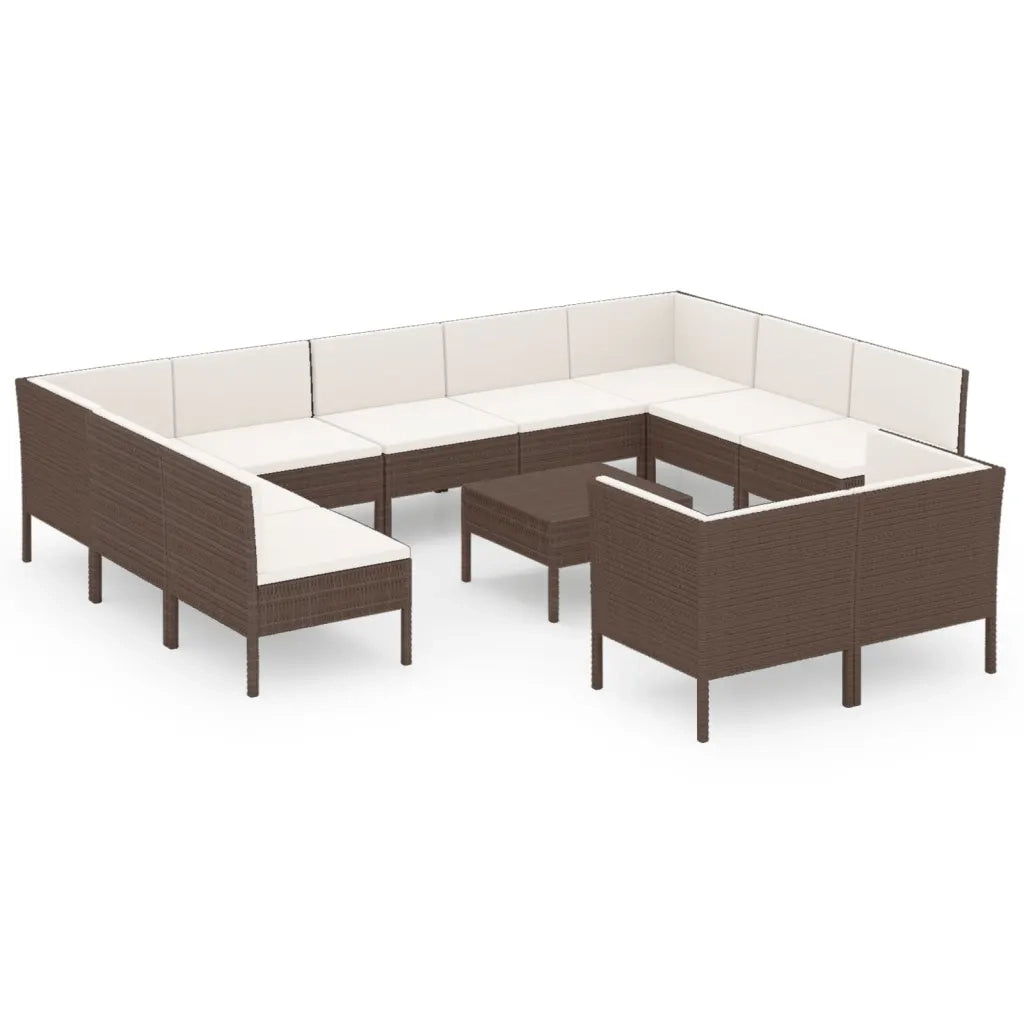 Set Divani da Giardino 12 pz con Cuscini in Polyrattan Marrone cod mxl 38522