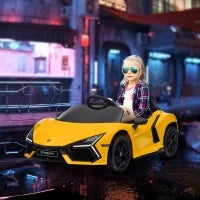 Auto elettrica 12V con licenza Lamborghini Revue veicolo elettrico telecomando velocità 3-5 km/h per bambini da 3 a 5 anni giallo