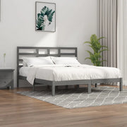 Giroletto-Struttura Letto Grigio in Legno Massello 200x200 cm 458268