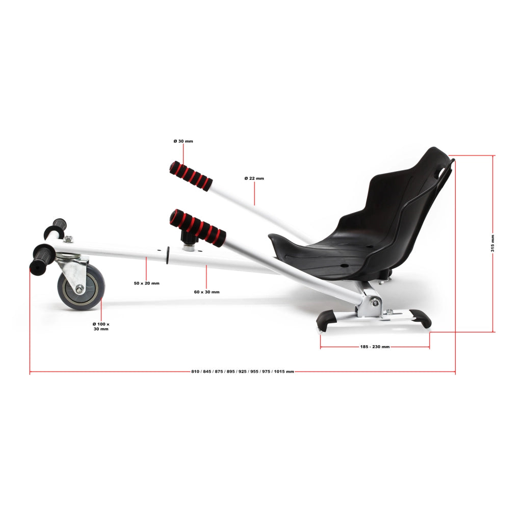 Sedile per hoverboard max 120 kg nero, ergonomico, regolabile, per scooter elettrico autobilanciato