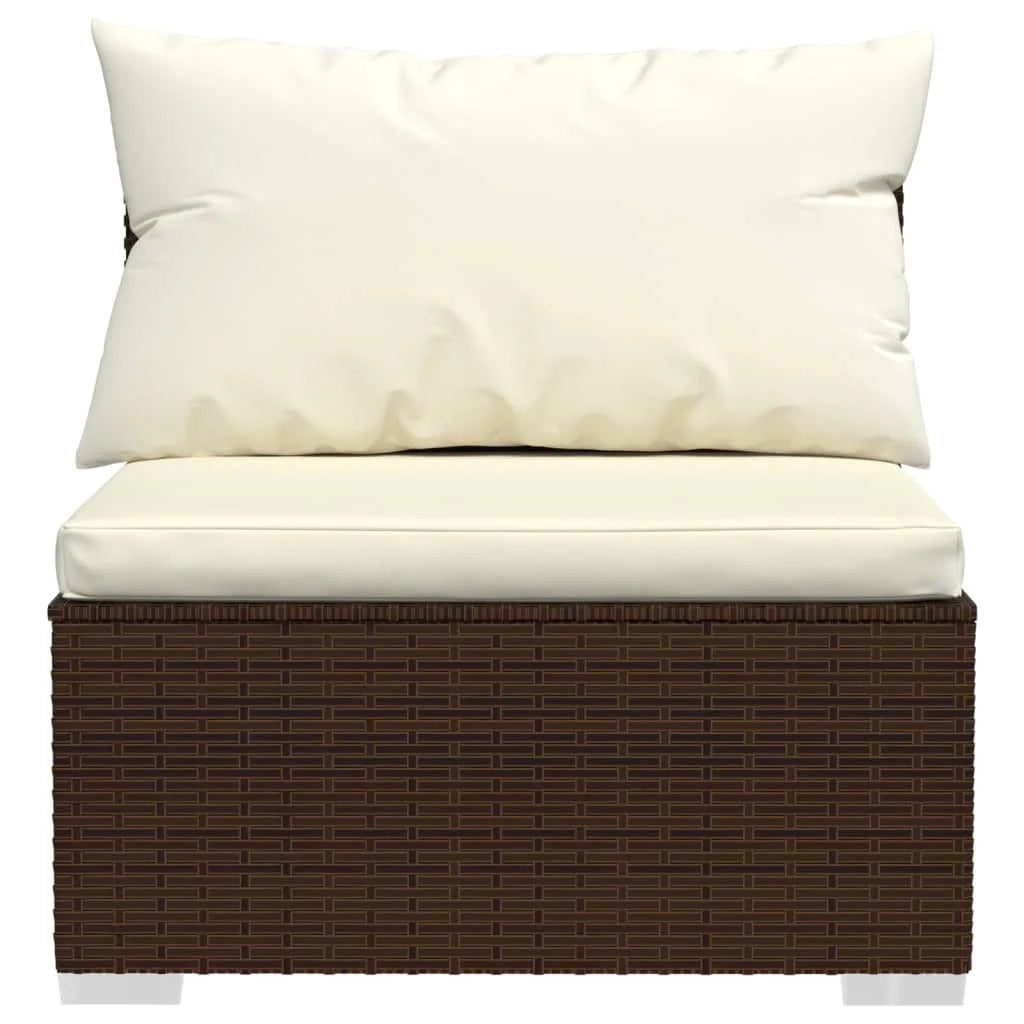 Set di mobili da giardino mobili da esterno 6 pezzi con cuscini resina intrecciata marrone 02_0016885