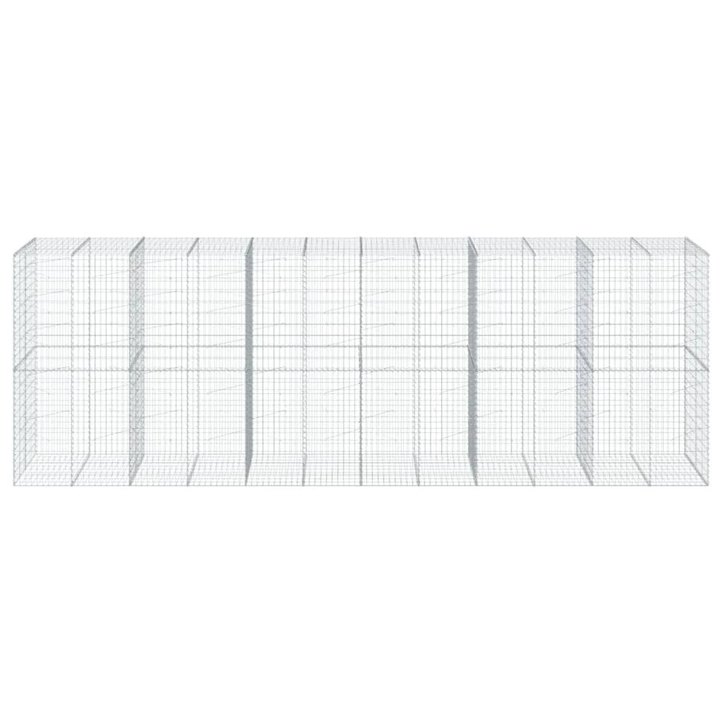 Gabbione recinto a gabbia muro di contenimento con coperchio 600 x 100 x 200 cm ferro zincato argento 02_0040181