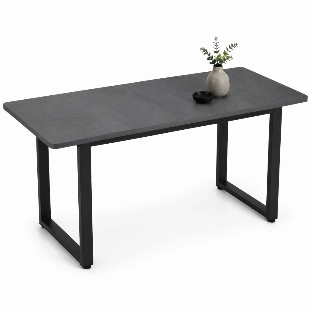 Tavolo rettangolare stile industriale nero e grigio con struttura in metallo