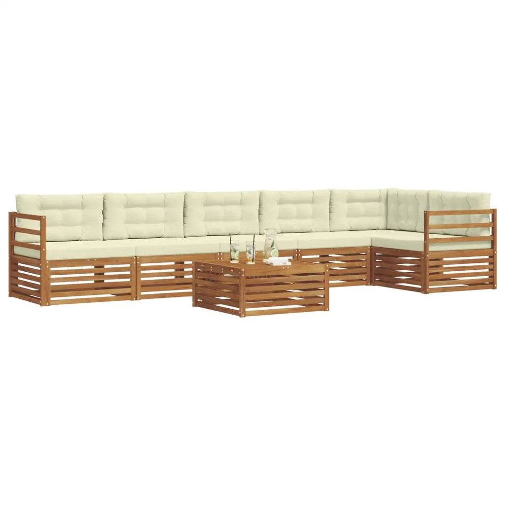 Set di divani da esterno con cuscino 7 pcs Naturale e Crema