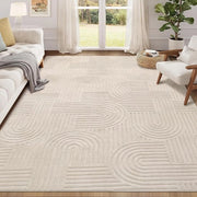 Tappeto da Sala Grande 160x230cm, Grande, Morbido, Tappeto a Fili Corti, Lavabile, Tappeto Moderno, Effetto 3D, Tappeti Antiscivolo per Cucina, Soggiorno, Camera da Letto, Beige