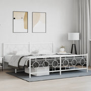 Giroletto con Testiera e Pediera-Struttura Letto Metallo Bianco 193x203 cm 281108