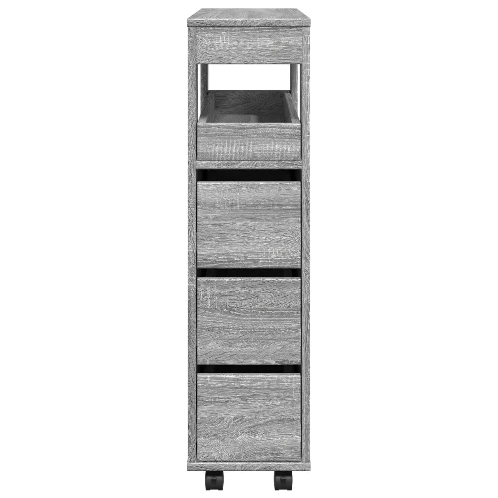 Mobile da Bagno Stretto con Ruote Grigio Sonoma in Truciolato