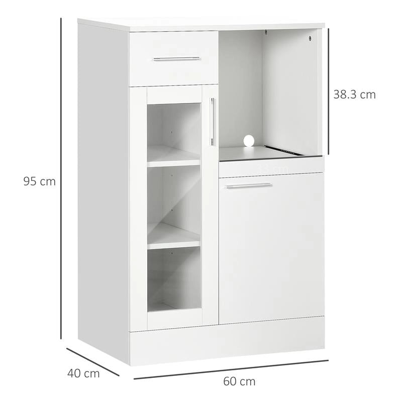 CREDENZA MODERNA CON ARMADIETTI E CASSETTO IN LEGNO 60X40X95CM BIANCO
