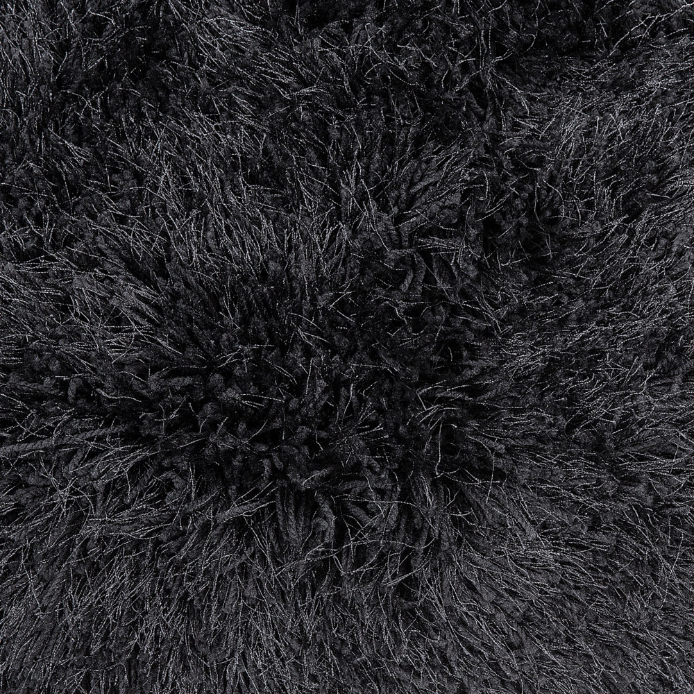 Tappeto Shaggy tappetino Tappeto a Pelo Lungo Solido Poliestere Nero Rettangolare 140 cm