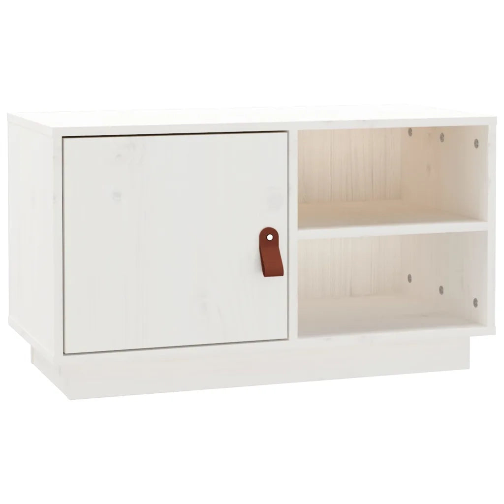 Mobile Porta TV Bianco 70x34x40 cm in Legno Massello di Pino 818236
