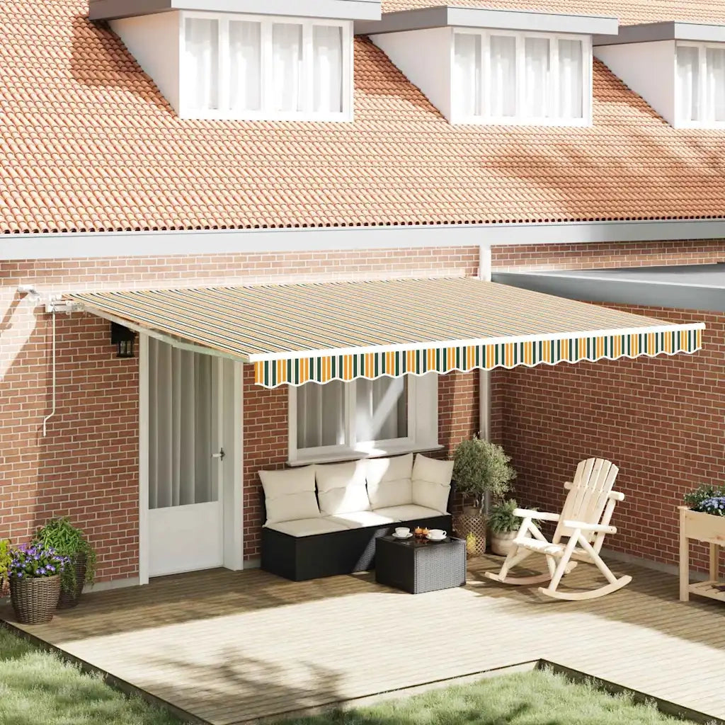 Tenda Retrattile Verde e Giallo 450 × 300 cm 3331056