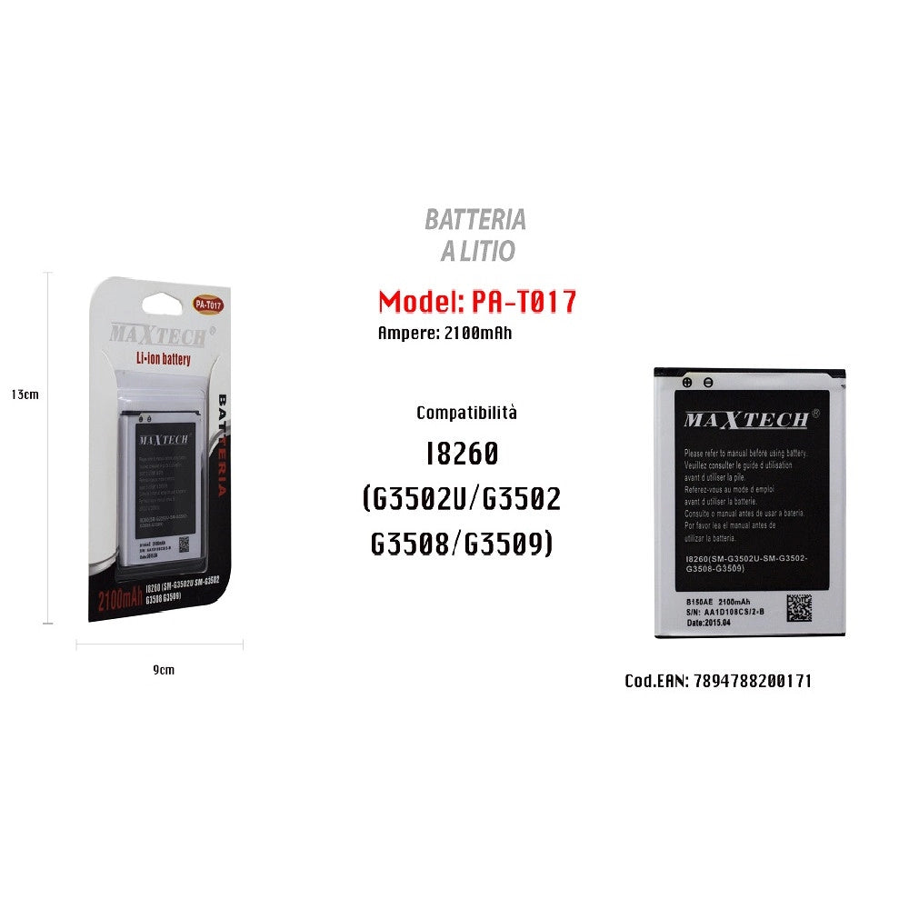 Trade Shop - Batteria Compatibile Samsung Galaxy Trend 3 I8260 Maxtech Li-ion Battery 2100mah Pa-t017 -