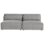 Divano componibile a 2 posti senza braccioli Divano componibile in tessuto grigio con gambe nere Soggiorno moderno