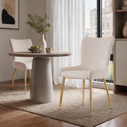 Sedia da pranzo in velluto beige e oro, set da 2, con struttura in metallo e montaggio facile