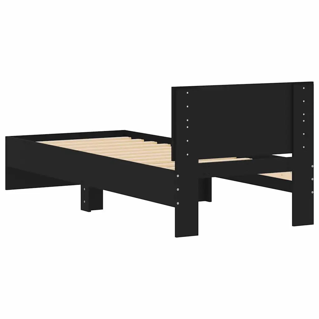 Giroletto con Testiera-Struttura Letto con testiera Nero 75x190 cm in Legno Multistrato 965694