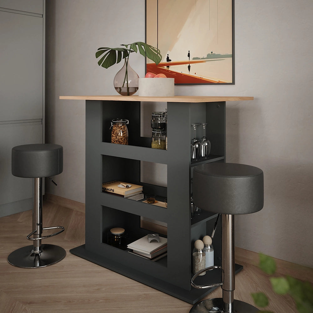 Vicco tavolo bar con sgabelli Quercia dorata/antracite 110 x 65 cm con 2 sgabelli da bar