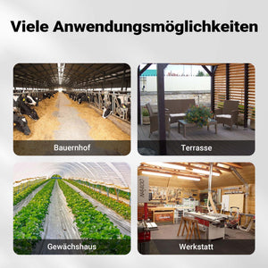Generatore di calore a gas GPL, 15 kW 30 W 320m³/ora, cannone aria calda con avviamento piezoelettrico, incluso riduttore di pressione del gas per la Francia 700 mbar con tubo da 1,5 m