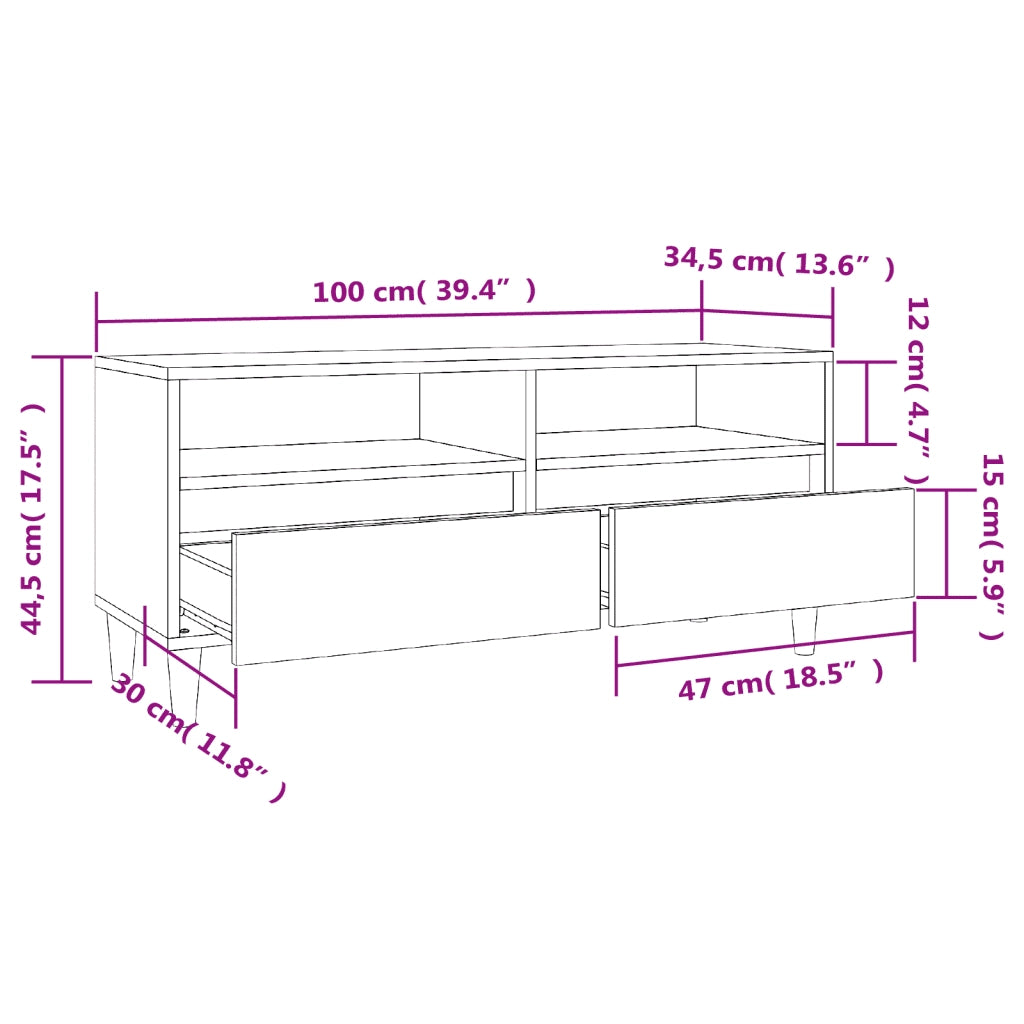 Mobile per TV Grigio Cemento 100x34,5x44,5 cm Legno Multistrato 831897