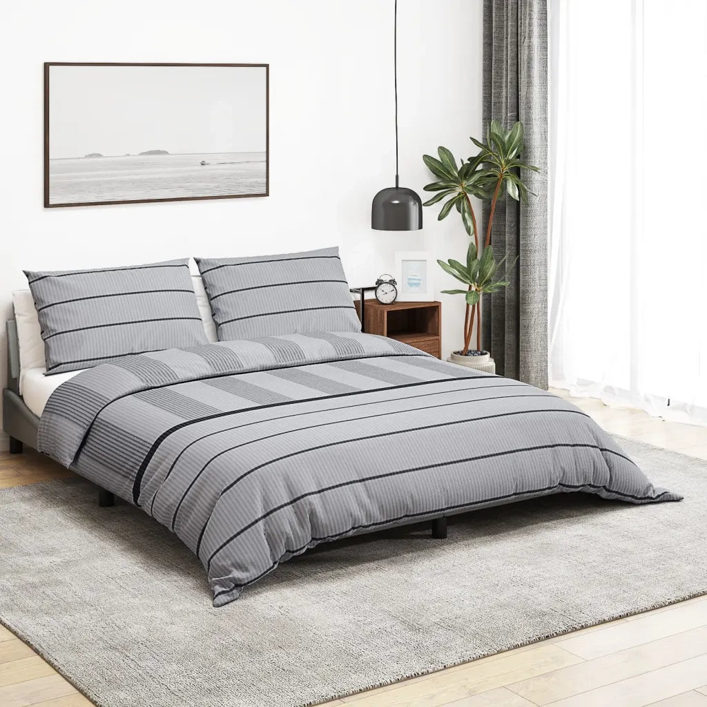 Set Copripiumino Grigio 200x200 cm in Cotone 136433