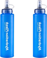 Bottiglia da 500 ml con fondo tondo in TPU riutilizzabile per camminate e viaggi in blu.