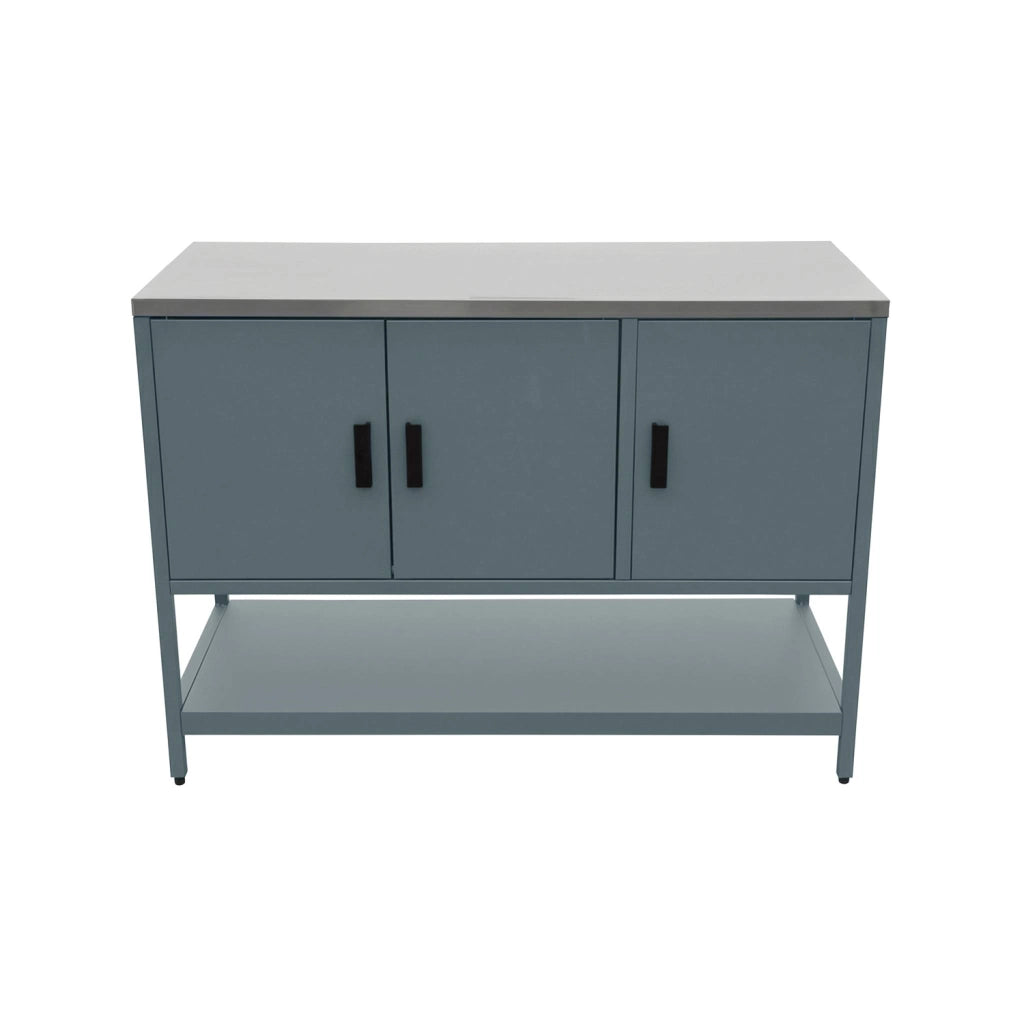 Mobile da esterno in acciaio 3 ante e 1 ripiano, 120cm, blu grigio