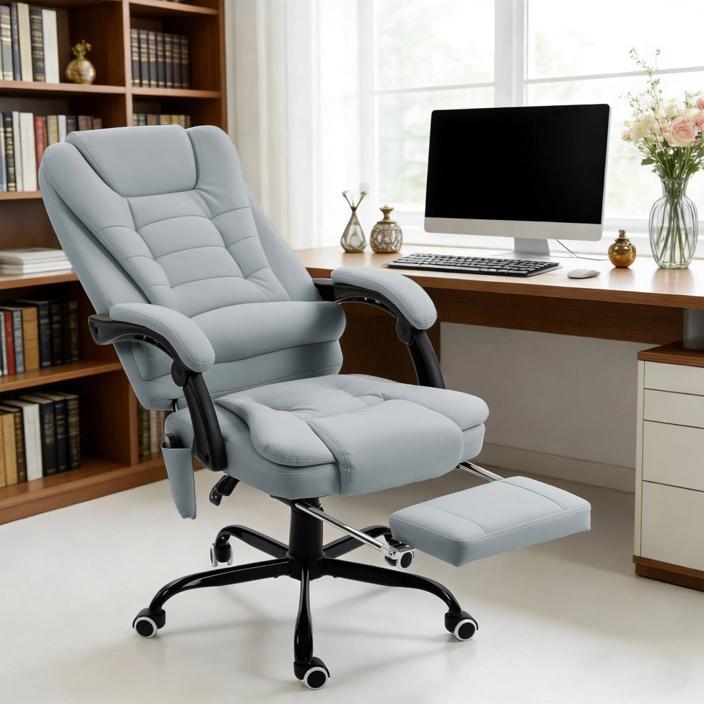 Sedia da ufficio massaggiante ¨C zephmum ¨C regolabile reclinabile grigio
