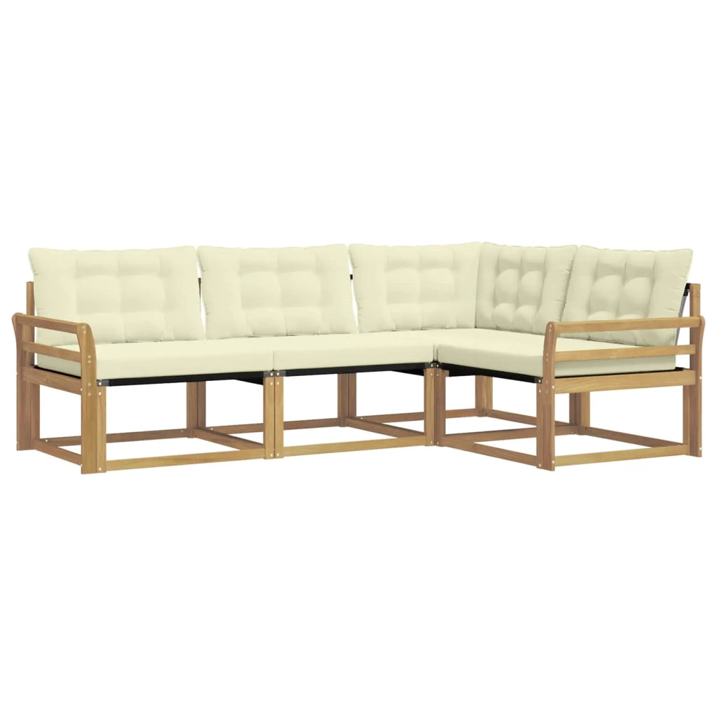 Set di divani da esterno con cuscino 4 pcs Bianco e Crema