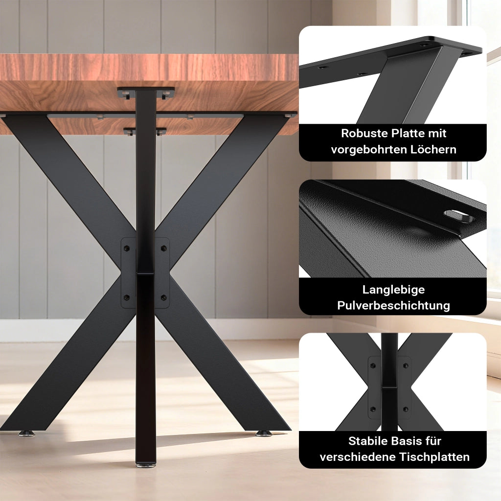 Telaio tavolo a gambe incrociate in acciaio 71x68x120 cm nero struttura tavolo a ragno