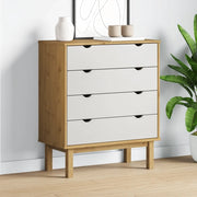 Cassettiera OTTA Marrone e Bianco 76,5x39,5x90 cm Legno di Pino 348584