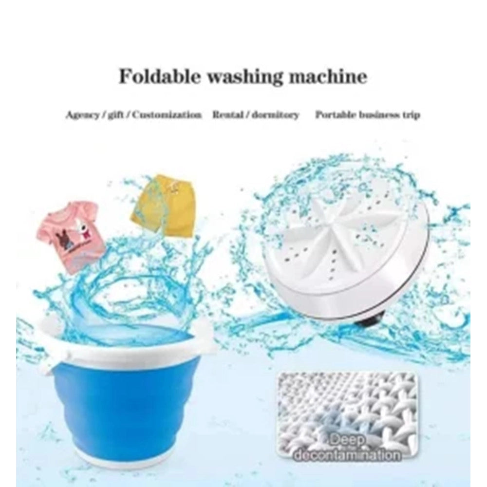 Trade Shop - Mini Lavatrice Portatile Con Secchio Pieghevole Per Vestiti Piccoli Capi Biancheria Intima -