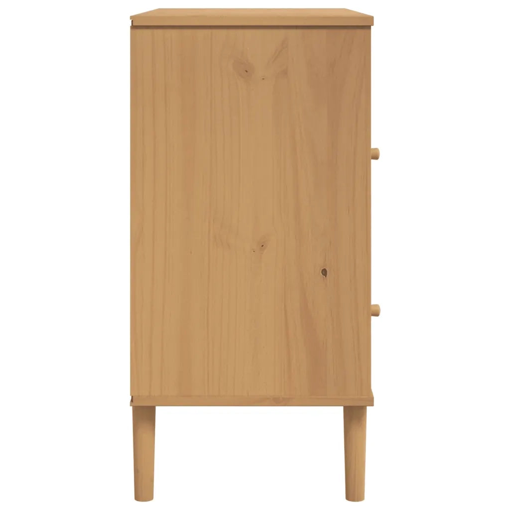 Credenza SENJA Aspetto Rattan Marrone 80x40x80 cm Massello Pino 358019