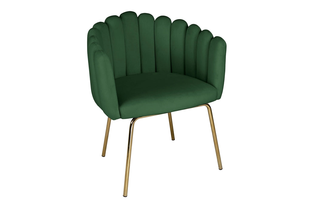 Poltrona conchiglia in velluto verde scuro poltroncina vintage – Perla - SDPL30PEPD