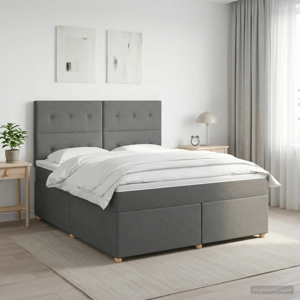 Letto box spring con materasso Grigio Scuro 180 x 200 cm 3455407