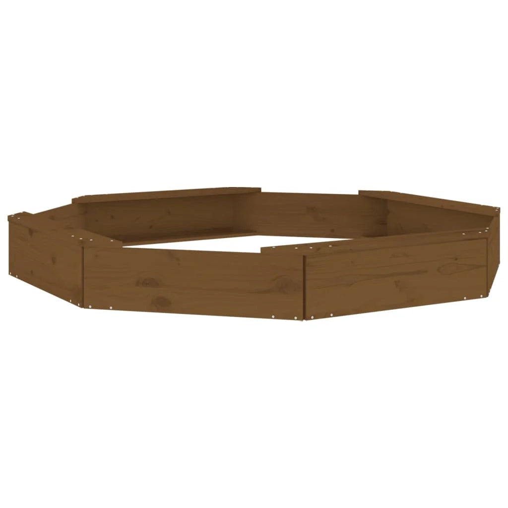 Sabbiera per bambini area giochi da giardino esterna con sedute ottagonali legno massello di pino marrone 02_0041538
