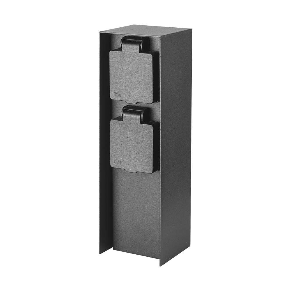 Paletto elettrico giardino V-TAC nero 2 prese IP44 23cm