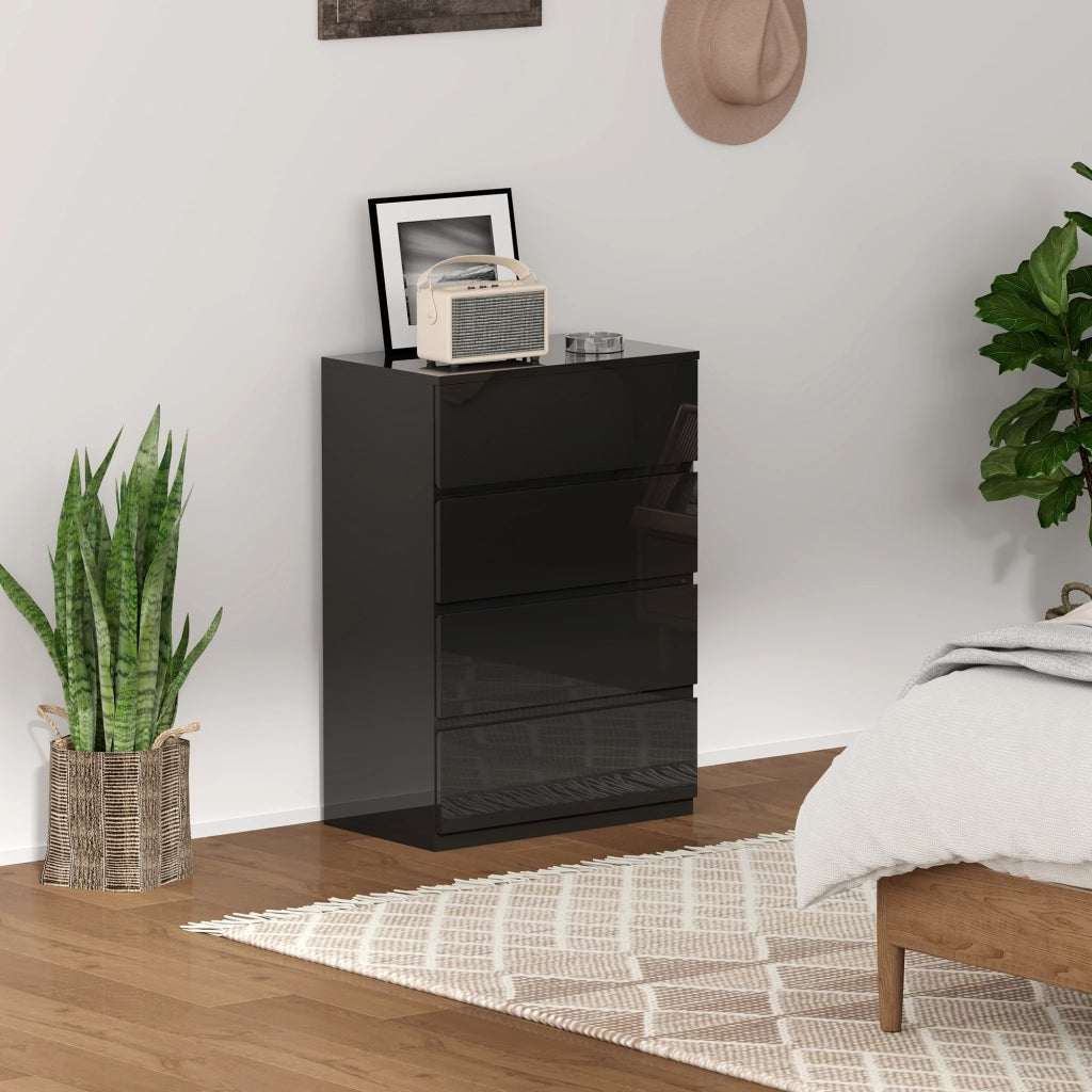 Cassettiera 4 Cassetti 55x33x80 cm Design Moderno e Multiuso in Legno Nero