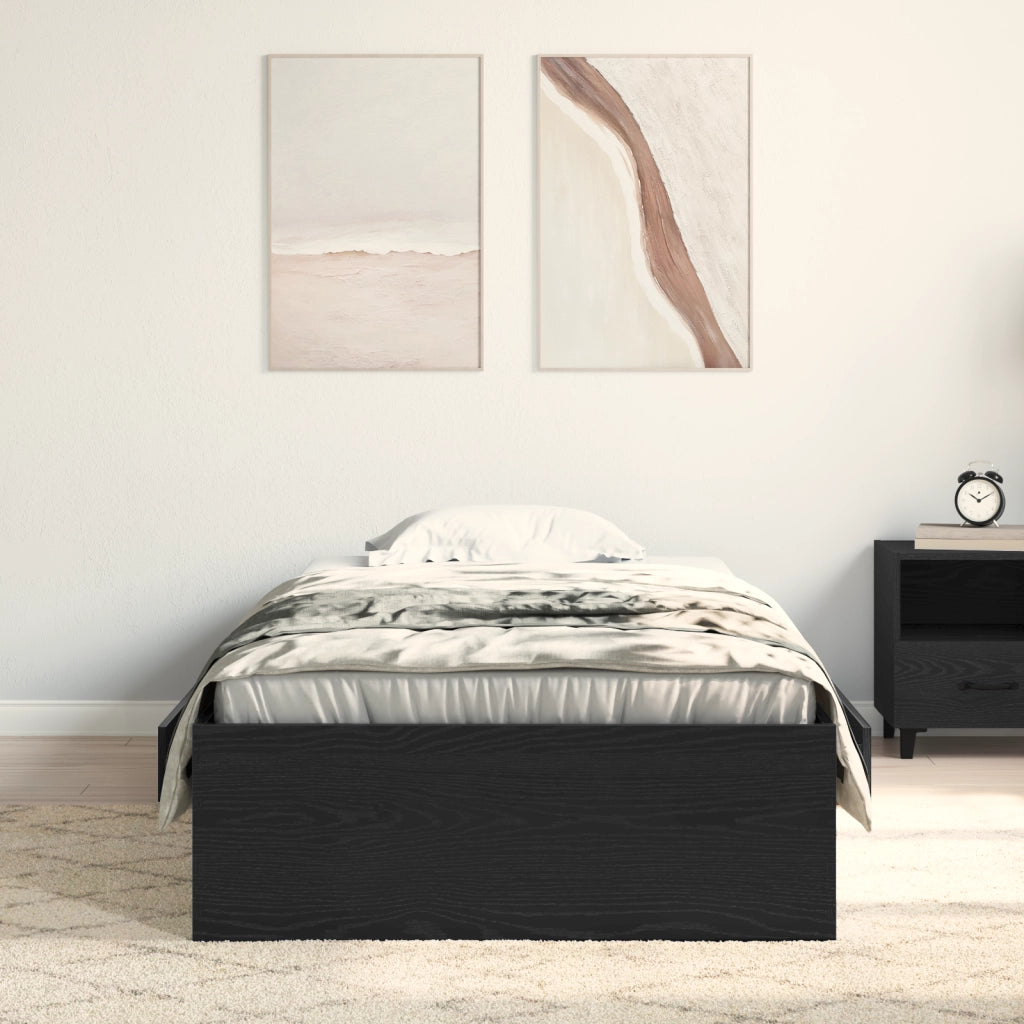 Struttura del letto  Nero Rovere 90x200 cm Legno ingegnerizzato