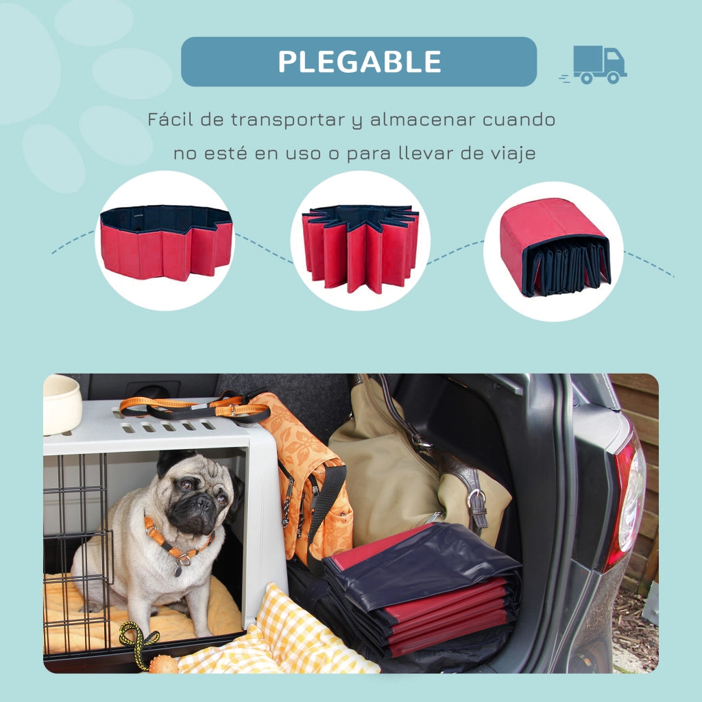 Vasca Pieghevole per Cani Gatti ¨C Zephmum ¨C ?140x30 cm PVC Antiscivolo Rosso