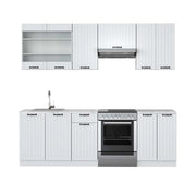 Cucina componibile Fame-Line Bianco rustico/Bianco 240 cm, PL Marmo Vicco