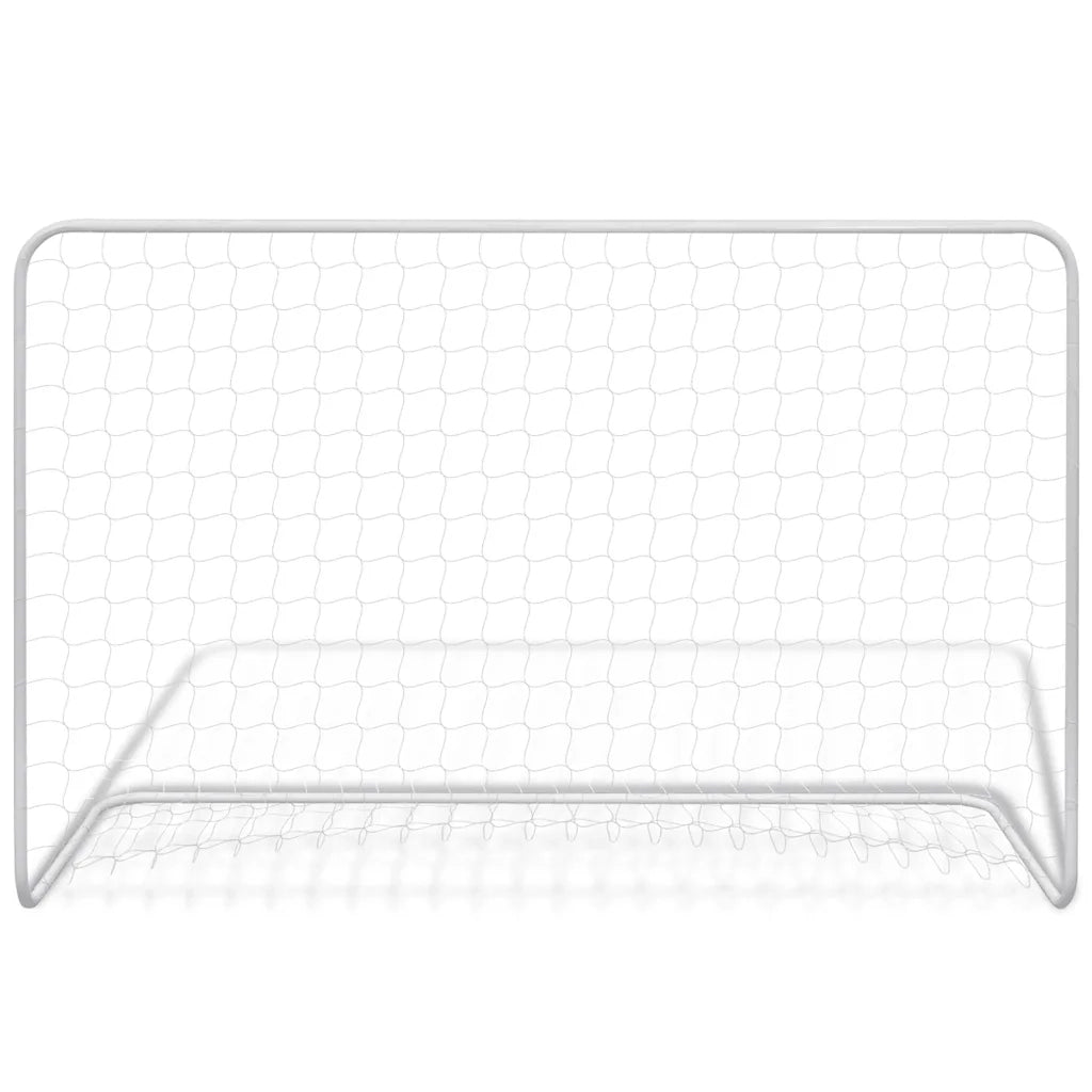 Porta da Calcio con Rete 182x61x122 cm in Acciaio Bianca 90684