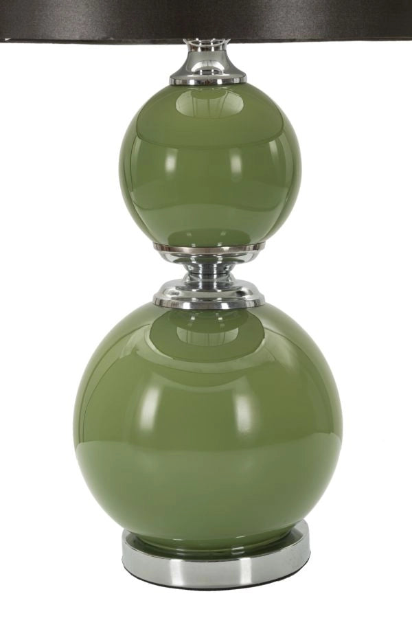 Lampada da Tavolo Eva Two Ø38x65 cm in Vetro e Ferro e Tessuto Verde e Grigio