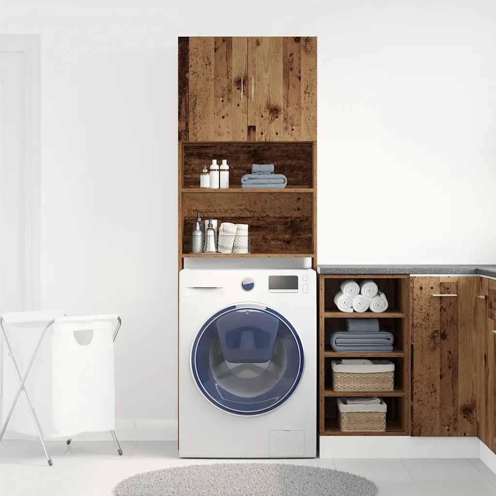 Mobile Lavatrice Legno Antico 64x24x190 cm in Legno Multistrato 859134
