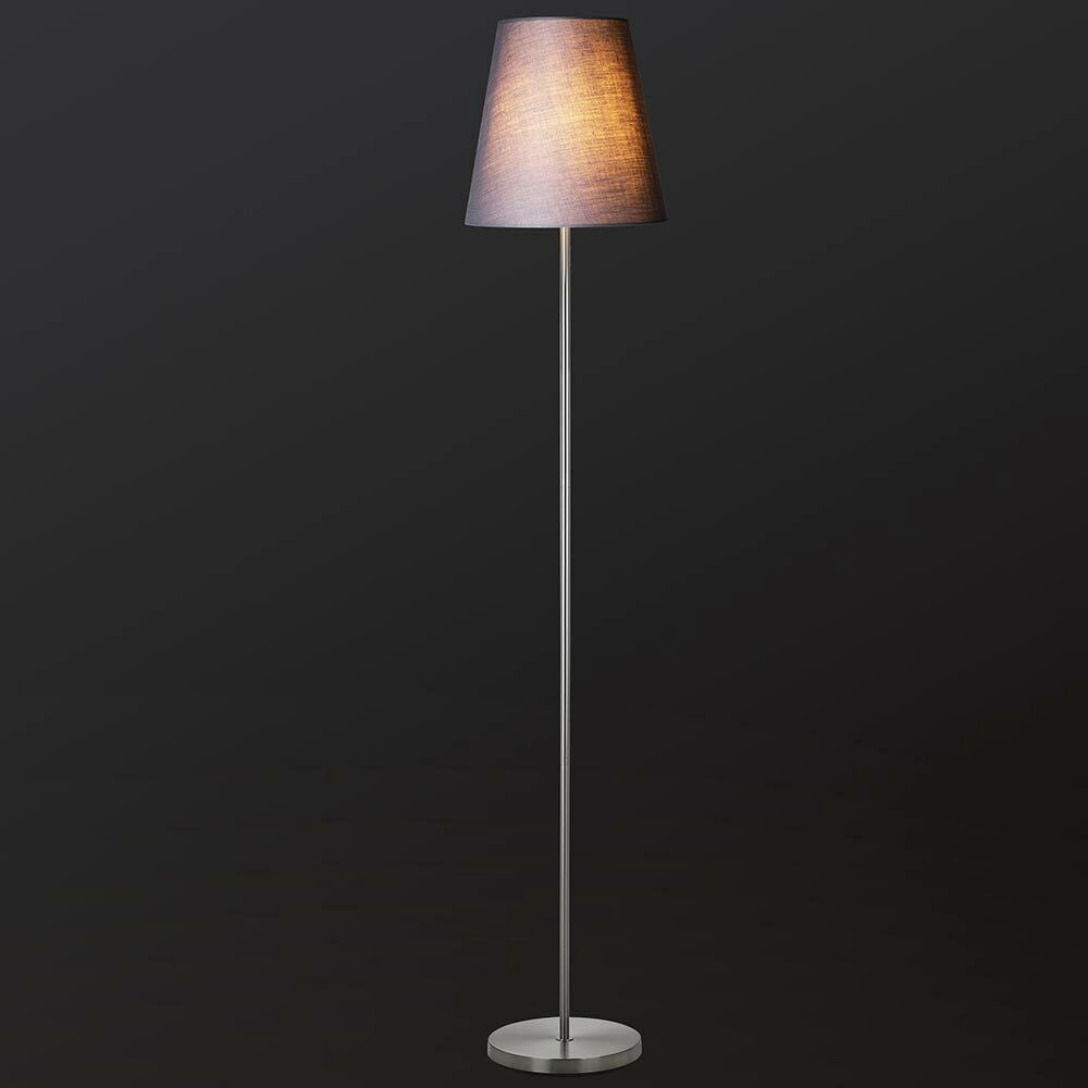 Lampada Piantana da Terra 150cm Design Moderno Paralume E27 60W Tessuto Grigio