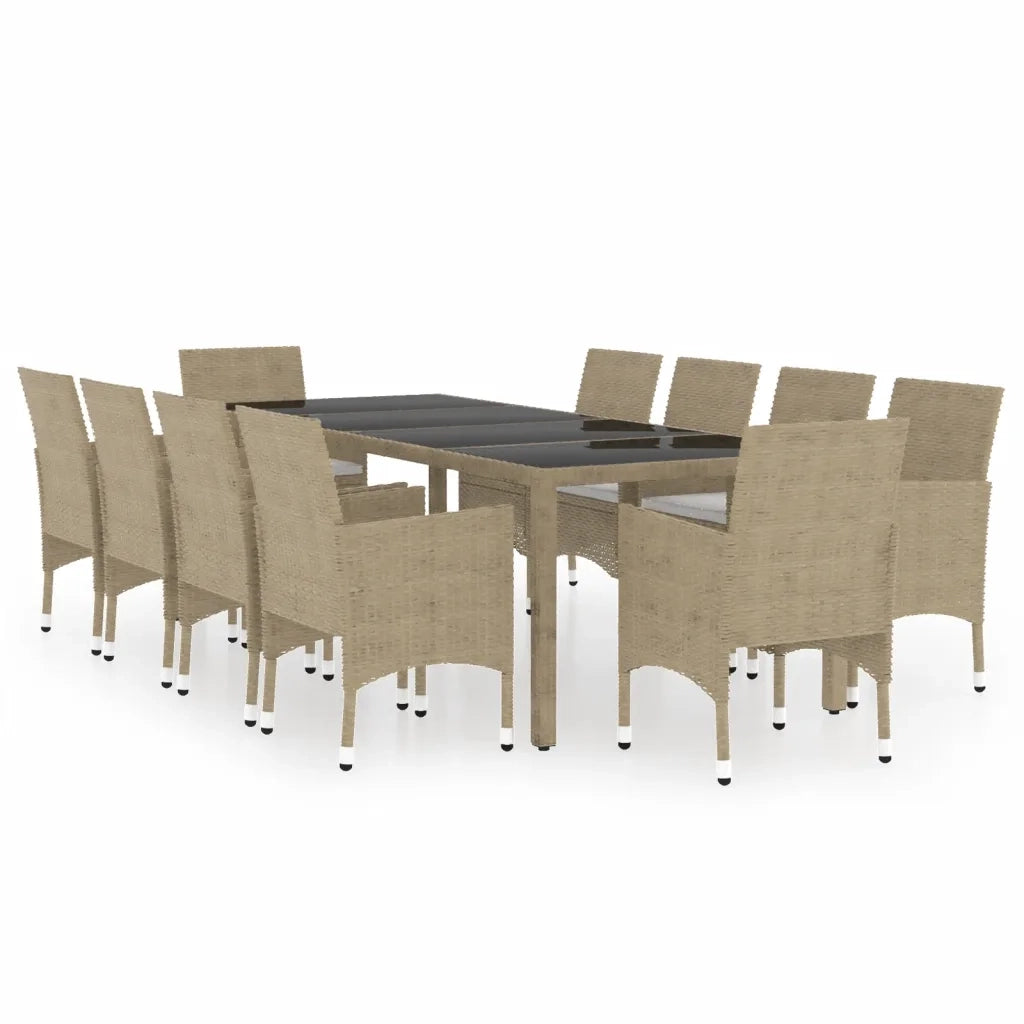 Set da Pranzo per Giardino 11 pz in Polyrattan Beige 3058574