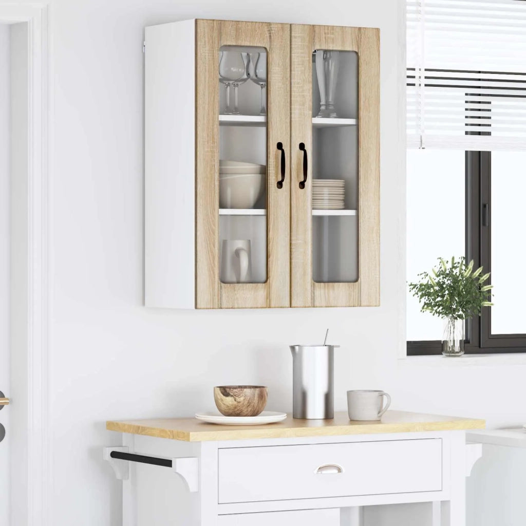 Mobile in vetro da parete LUCCA Rovere Sonoma 60 x 31 x 80 cm