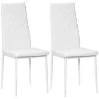 Set di 2 Sedie da Pranzo Moderne con Schienale Alto in Finta Pelle e Acciaio, 41x50x97 cm, Bianco