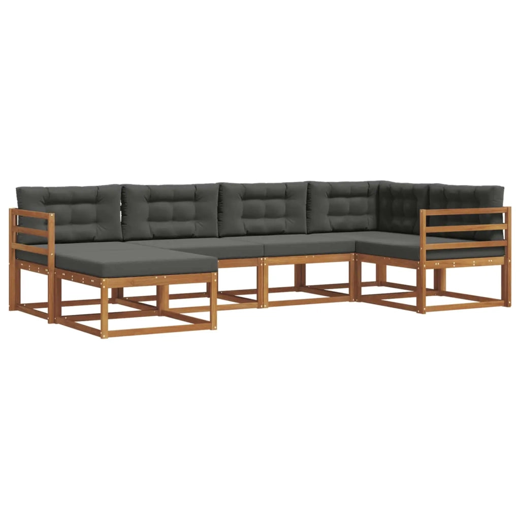 Set di divani da esterno con cuscino 6 pcs Naturale e Antracite