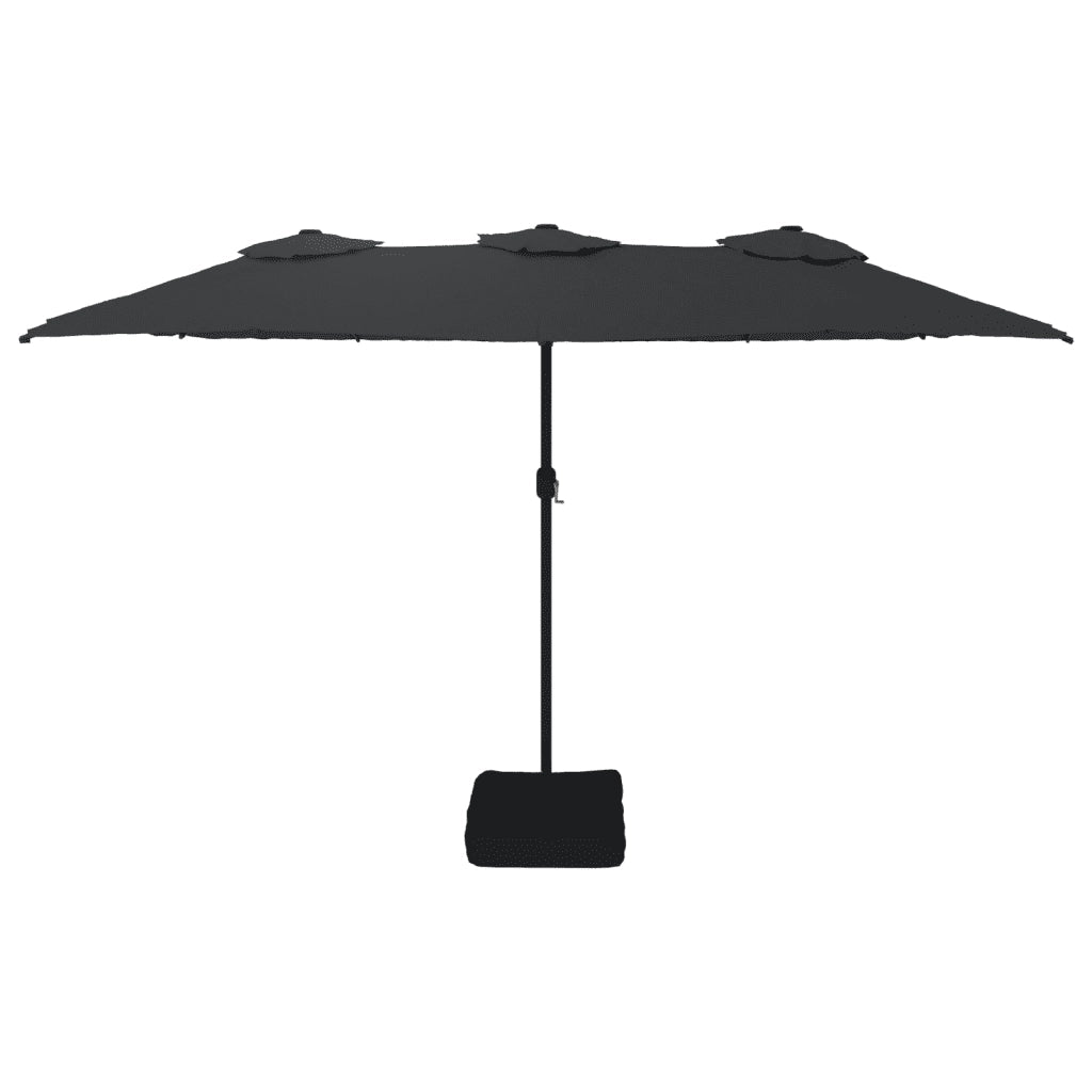 Ombrellone da giardino a doppia testa 449 x 265 x 245 cm protezione UV facile da manovrare stile contemporaneo poliestere nero 02_0047377