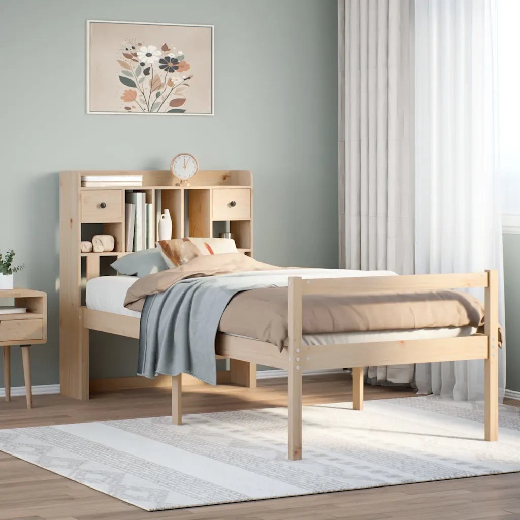 Letto Libreria senza Materasso 90x200 cm Legno Massello Pino 3322049